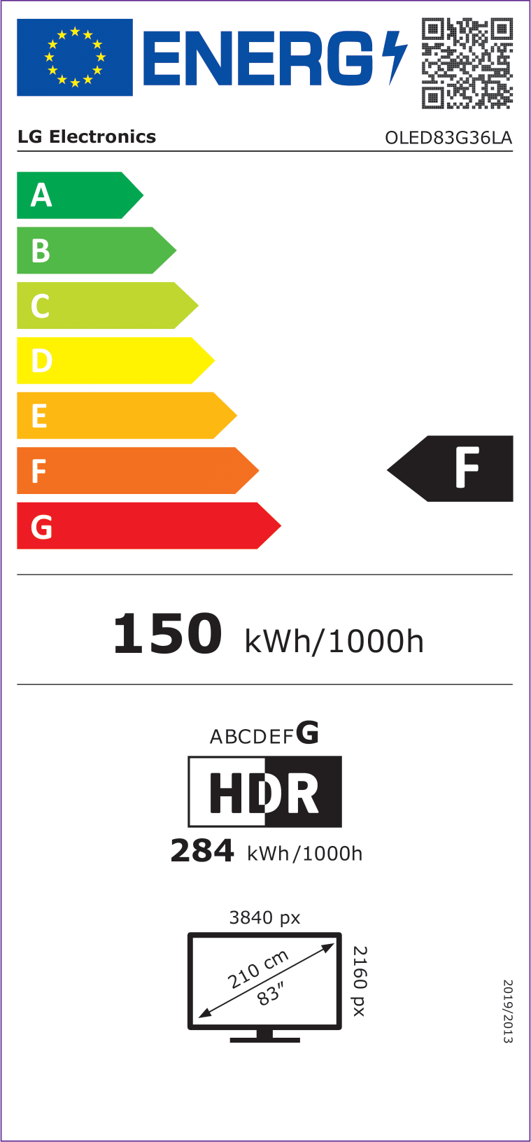 Beovision Harmony 83 inch Energielabel