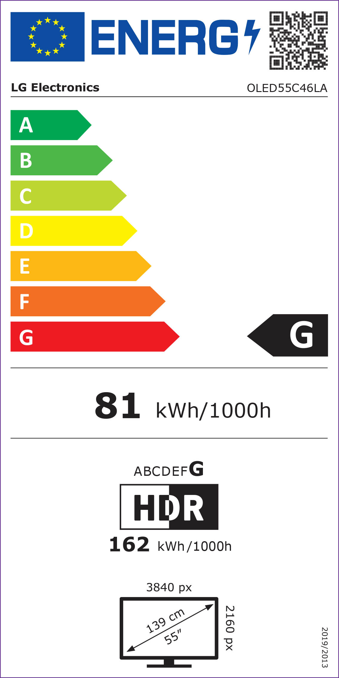 Energielabel LG OLED55C46LA