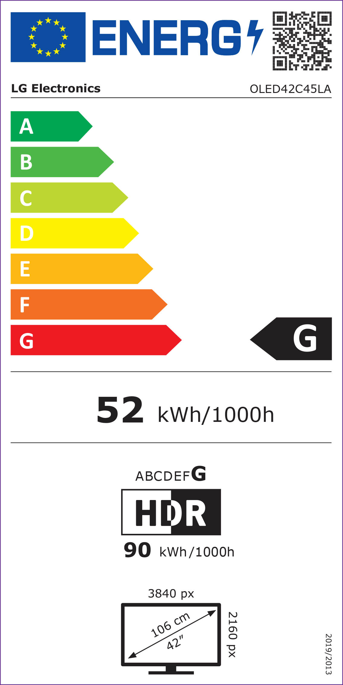 Energielabel LG OLED42C45