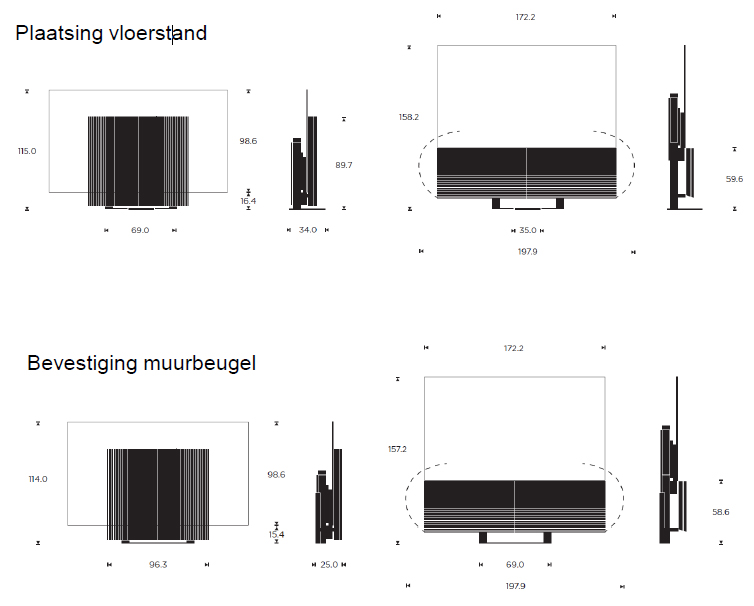 Afmetingen BeoVision Harmony