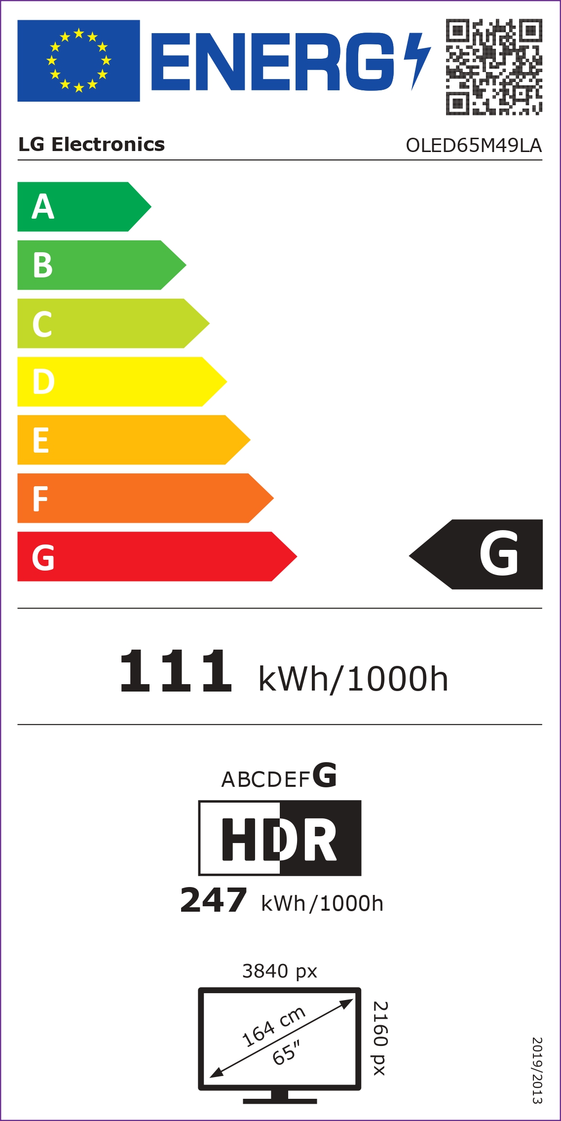 LG OLED65M49LA Energielabel